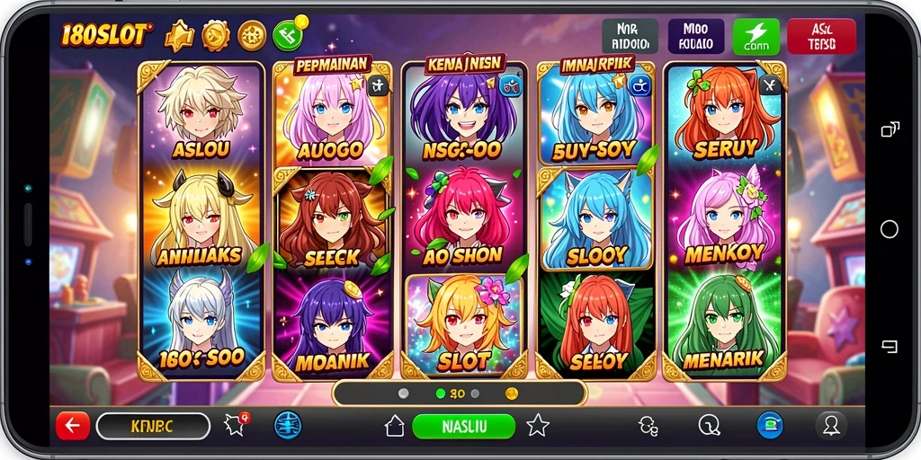 Screenshot gameplay 180SLOT menampilkan karakter Anime yang memukau.