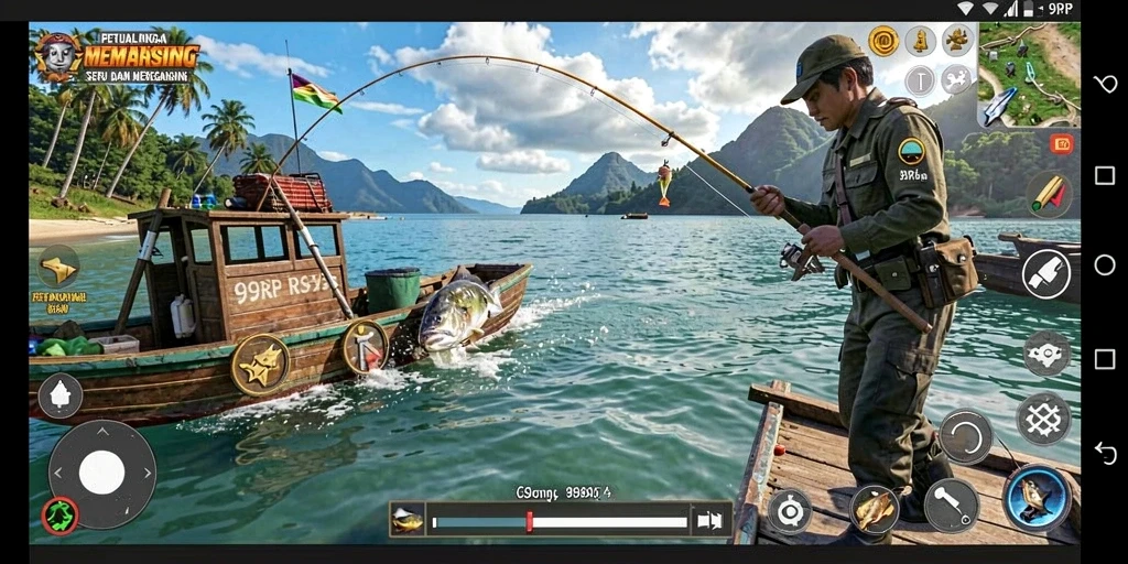 Gameplay menegangkan saat memancing ikan besar