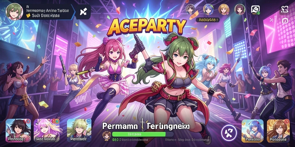 Tampilan gameplay ACEPARTY dengan karakter Anime yang menawan.