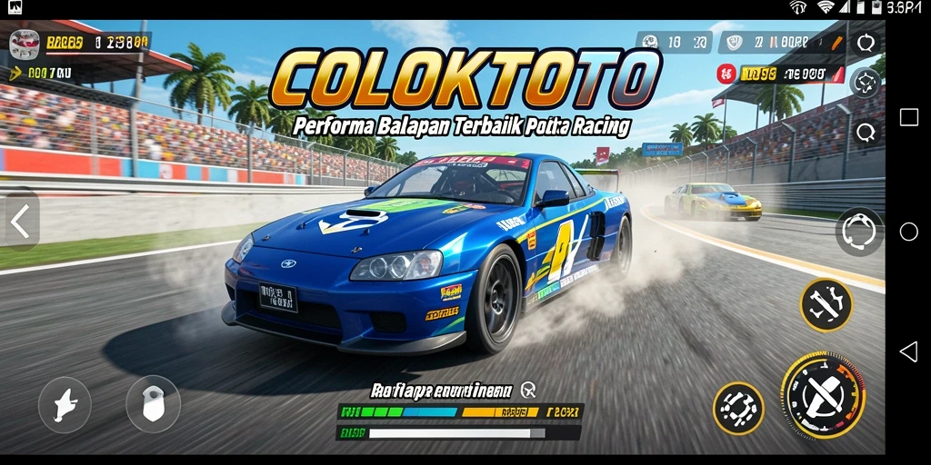 Tampilan gameplay COLOKTOTO yang menegangkan di lintasan balap.