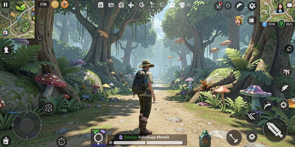 Tampilan gameplay menarik dari F08 yang menggambarkan aktivitas karakter.