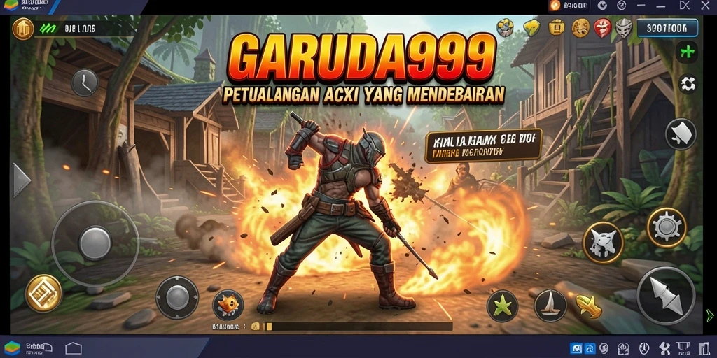 Screenshot aksi mendebarkan dari GARUDA999 menampilkan pertarungan intens.