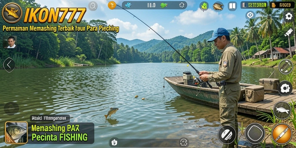 Menampilkan gameplay menarik dalam IKON777 saat menangkap ikan.