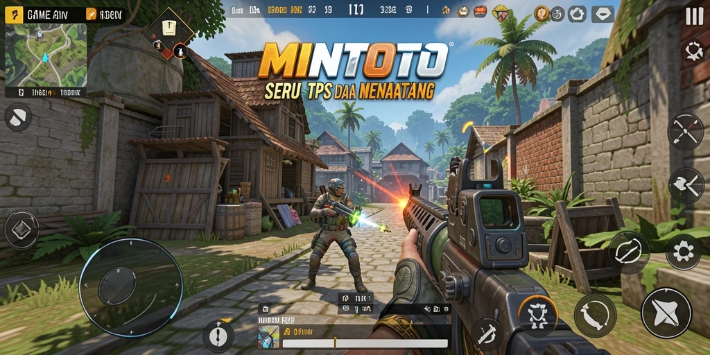 Screenshot gameplay MINTOTO dengan aksi tembak-menembak seru.