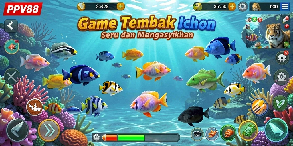 Gameplay Tembak Ikan PPV88 yang mengasyikkan dan penuh warna.