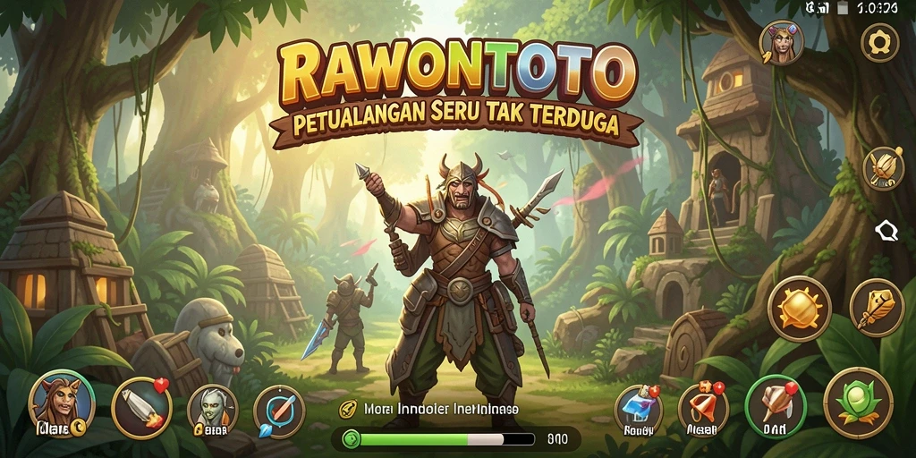 Tangkapan layar gameplay RAWONTOTO menampilkan aksi petualangan yang mendebarkan.