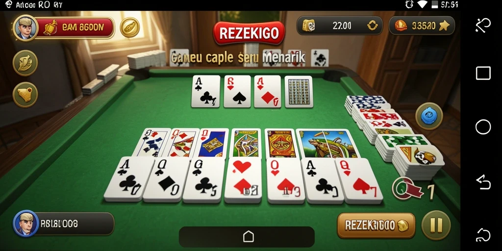 Tampilan gameplay seru di REZEKIGO, permainan Gaple yang mengasyikkan.