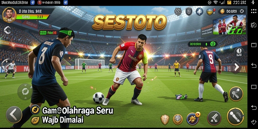 Tangkapan layar gameplay SESETOTO menampilkan aksi olahraga yang mendebarkan.