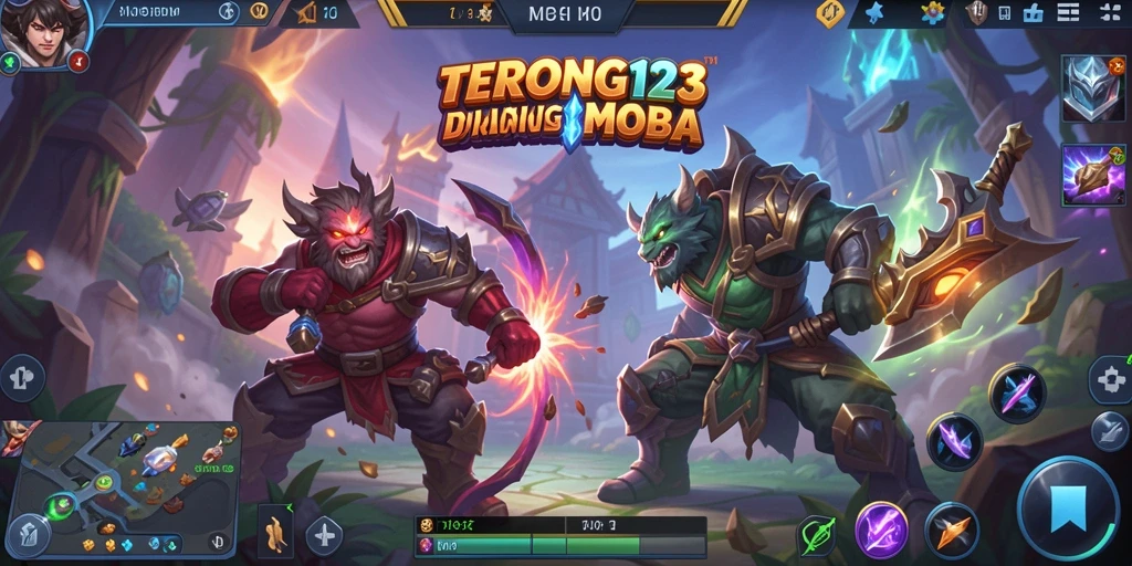 Tangkapan layar gameplay seru di TERONG123 yang menunjukkan aksi MOBA mendebarkan.